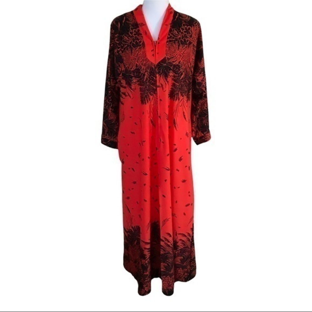 VTG Elaine Sklar Lingerie Co. Caftan botanical night gown house dress Medium